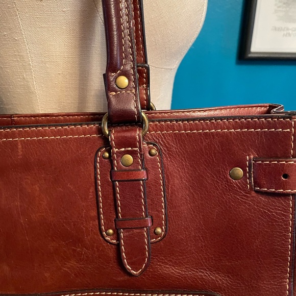 Fossil chocolate brown leather tote - Picture 4 of 16